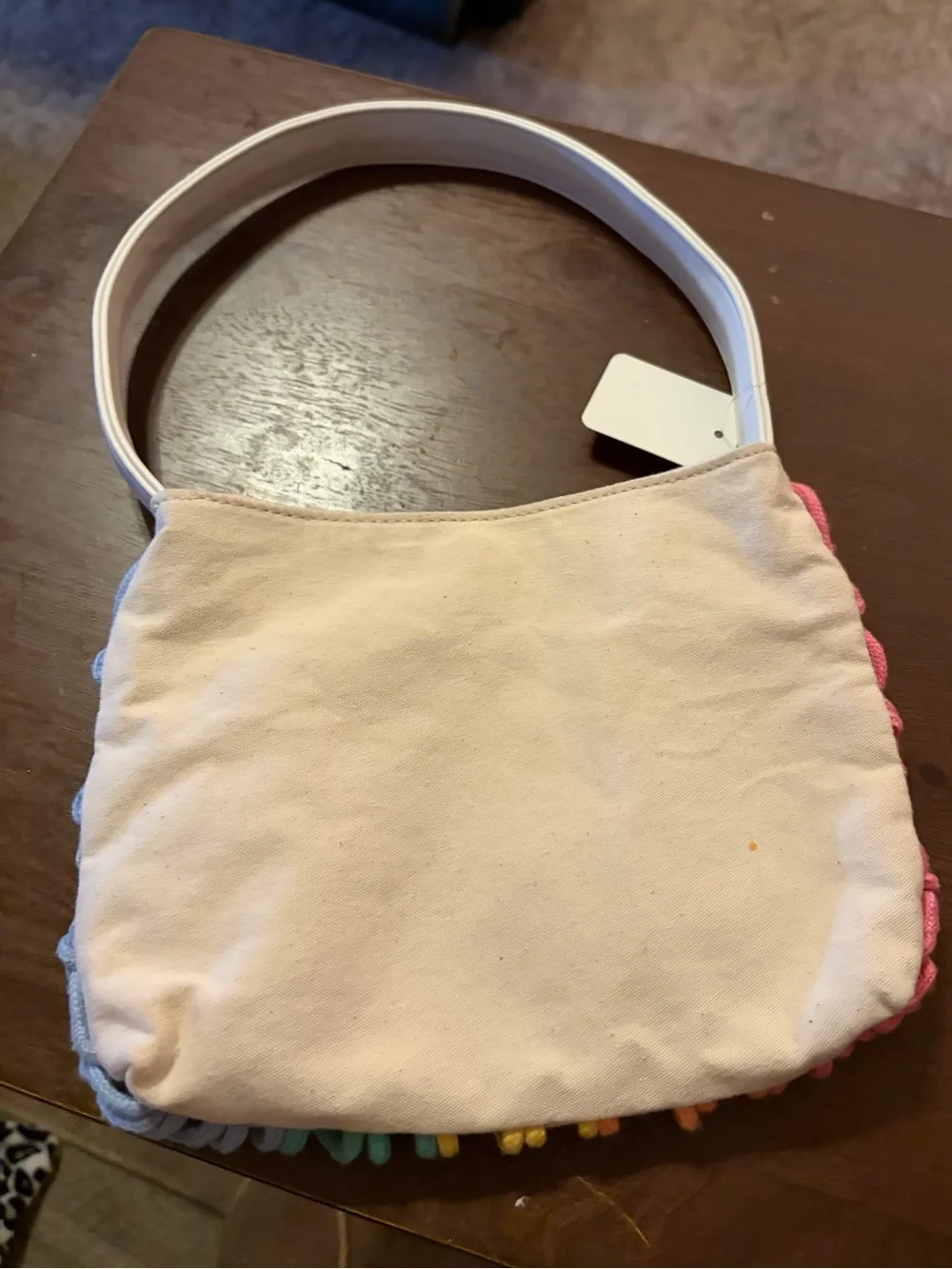 Art Class Girls Rainbow Macrame Purse Cream Boho Handbag One Size